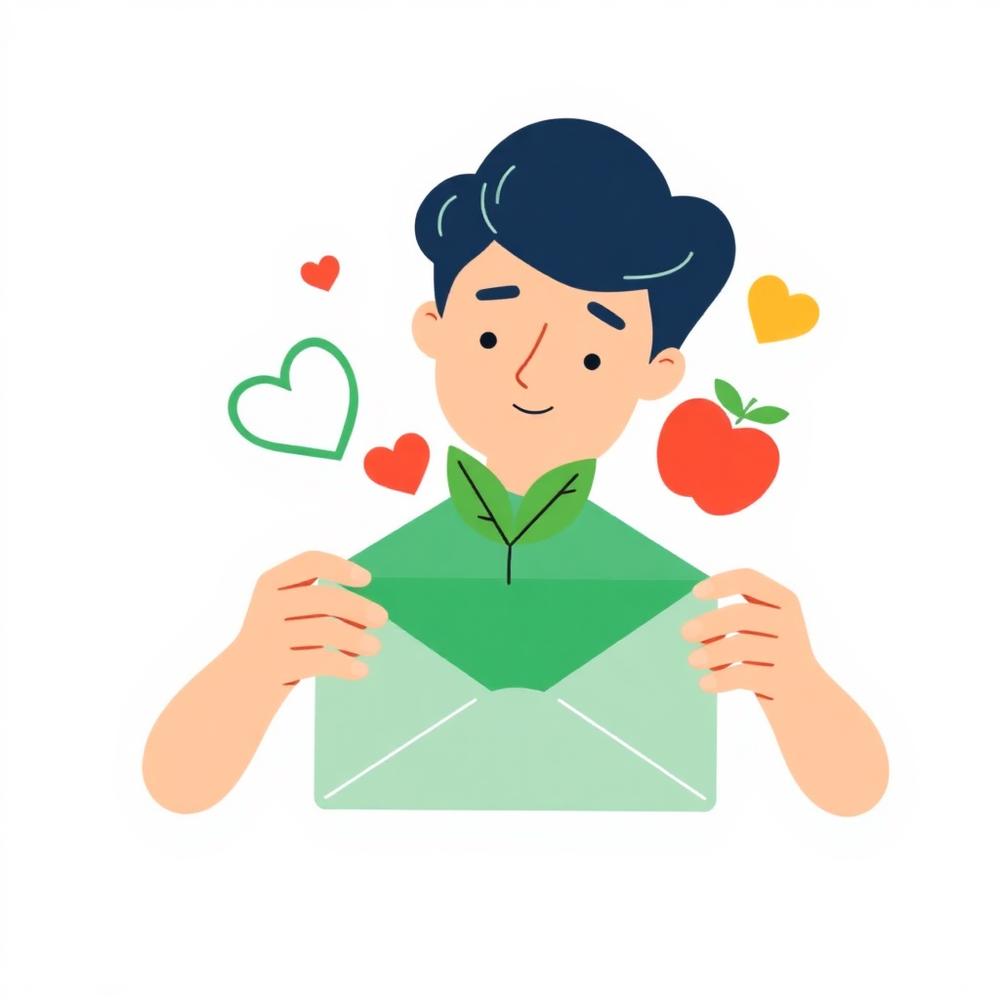 Illustration of a person opening a wellness newsletter